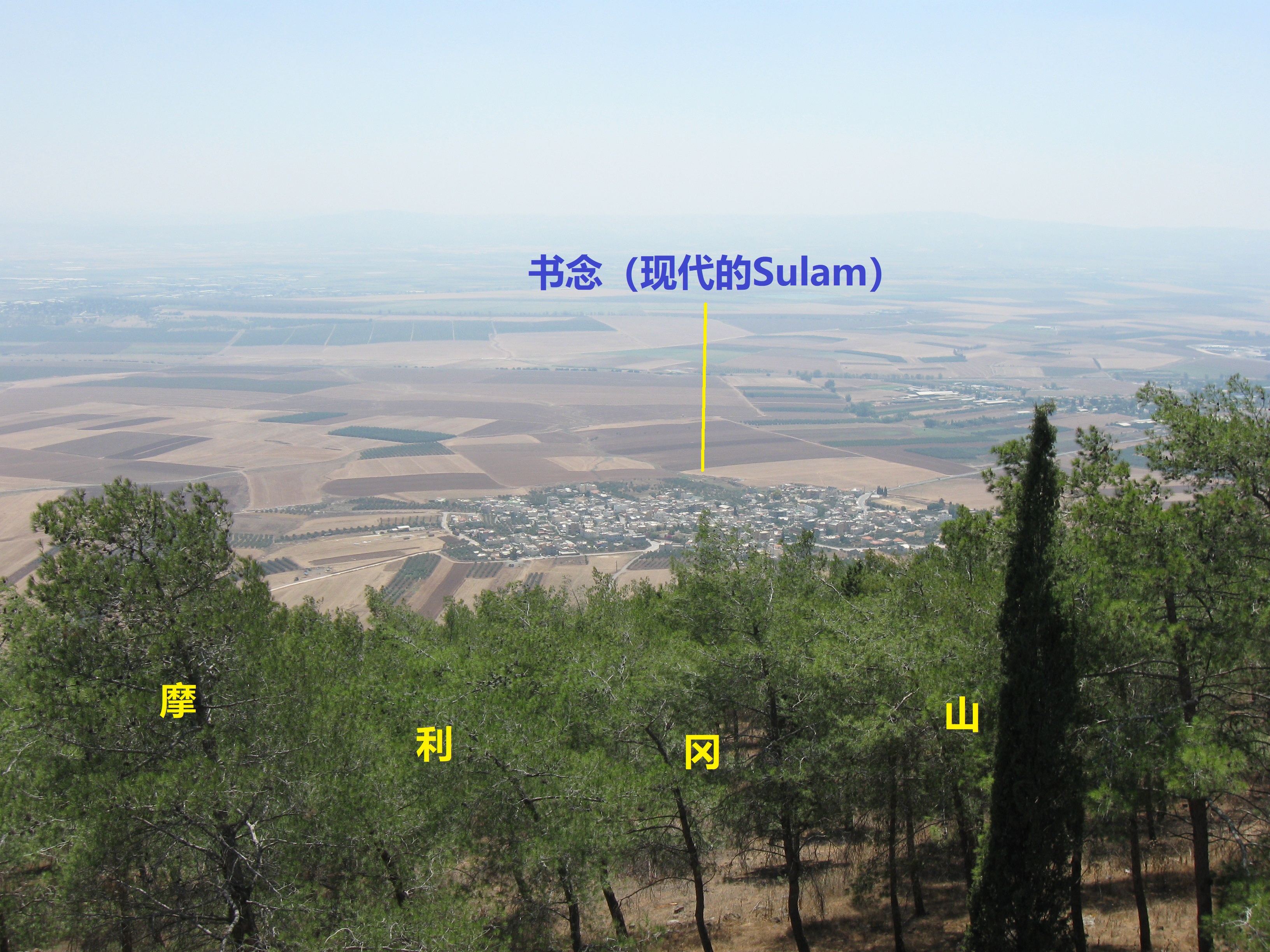 上图：从摩利冈山俯瞰书念（现代的Sulam）。